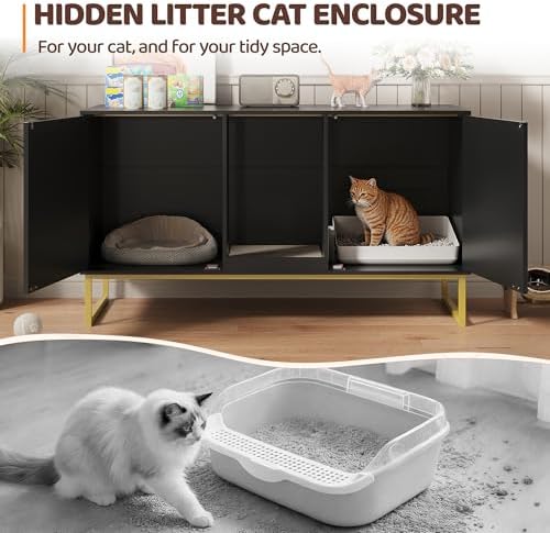 Kitty Litter Box Enclosure for 2 Cats, Small Hidden Cat Litter Box Furniture - Image 6