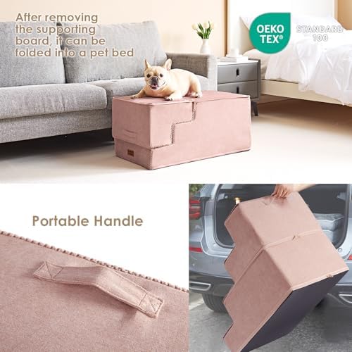 EHEYCIGA Dog Stairs for High Bed 25" H, Extra Wide Dog 5-Step - Image 6