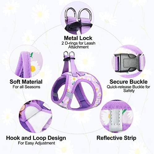 BEAUTYZOO Small Dog Harness and Leash Set, No Pull Puppy Pet Vest-Floral - Image 3