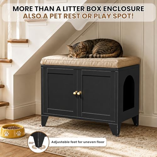 Metal Cat Litter Box Enclosure Furniture, Hidden Cat Washroom Cabinet - Image 6