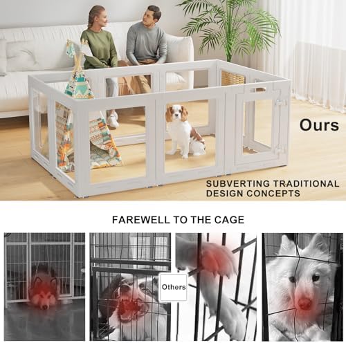 Clear Acrylic Dog Playpen with Door, 23.6" Puppy Playpen, Easy Assemble Pet - Image 5