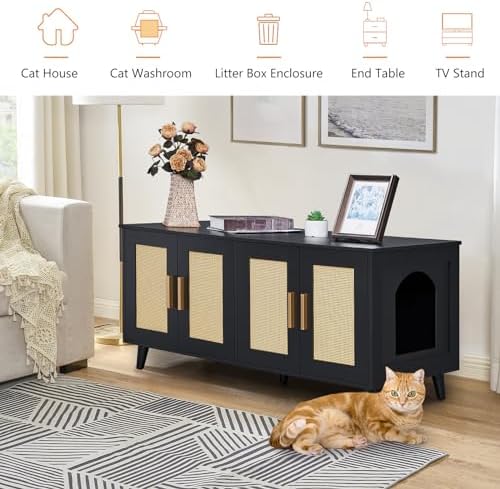 Homhedy Boho Cat Litter Box Enclosure - Image 5