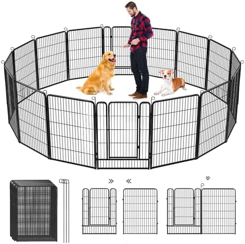 Dog Playpen Outdoor, 32 inch Heavy Duty Dog Fence Outdoor by Jhsomdr