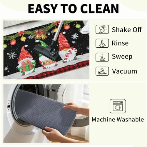 Giwawa Black Xmas Gnome Bath Rug Winter Snowflake Entryway Doormat Non Slip - Image 7