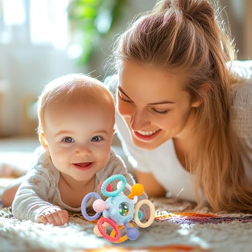 Baby Montessori Sensory Teething Toy 0-6 6-12 Months, Teether Ball & Rattle - Image 6