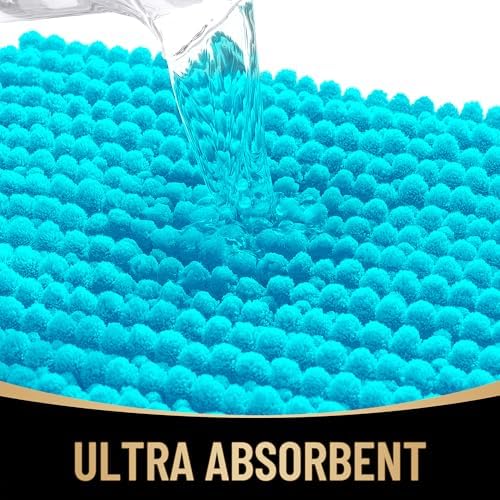 OLANLY Thick Chenille Absorbent Bathroom Rugs Mat 30x20, Aqua Sky - Image 3