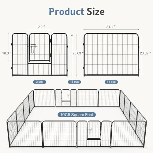 DUMOS Dog Playpen 16 Panels 24 Inch Indoor Outdoor Metal Pet Fence - Image 5