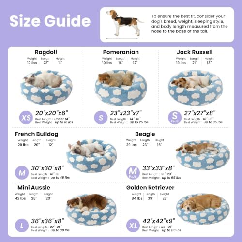 LE SURE Shown on TV Jacquard Donut Dog Beds Medium, Flower Checks 30x30x8in - Image 7