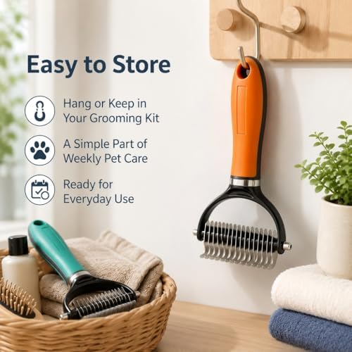 Double Sided Pet Grooming Rake, Extra Wide Deshedding Brush - Image 7