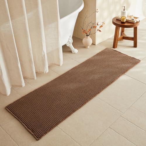 TYUU Waffle Runner Rug Bathroom, Long Boho Bath Mat, 72x24 Mocha by TYUU