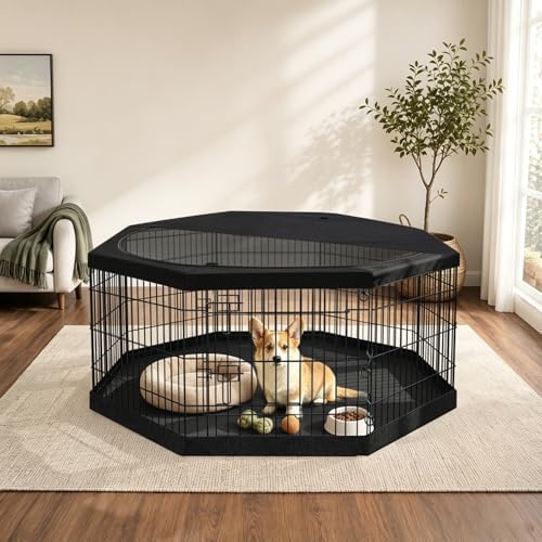 PETIME Foldable Metal Dog Exercise Pen/Pet Puppy Playpen Kennels Yard Fence - Image 7