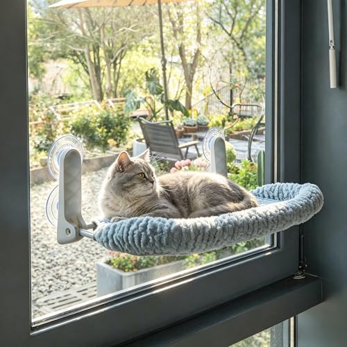 AIWIKIDE Cat Window Perch with Cushion Rim, Easy Install Bracket, Portable Wall by AIWIKIDE