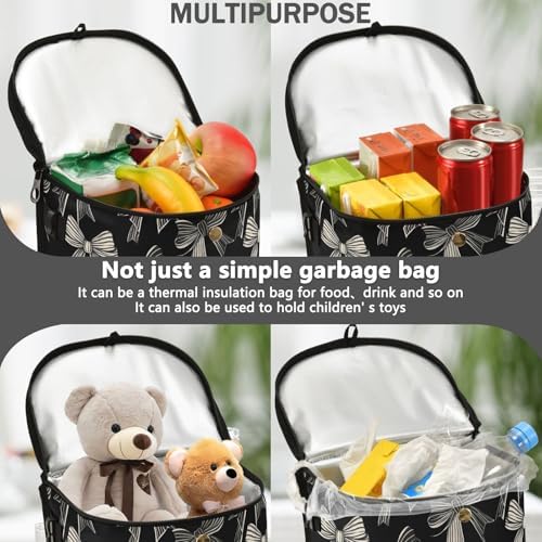 Car Trash Can Black White Bow Car Garbage Bag - Image 2