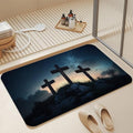 Three Wooden Cross Bathroom Rugs, Non Slip Quick Dry Starry Sky Night Bath Mats by Unknown