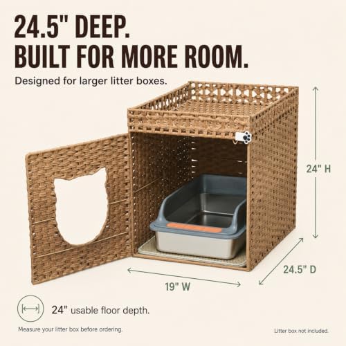 Handwoven Rattan Cat Litter Box Enclosure - Image 6