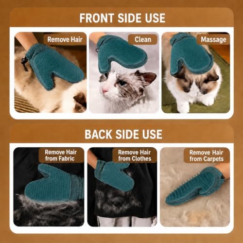 Pet Hair Removal Glove, 2-in-1 Cat Dog Grooming Glove, Fabric Fur Remover - Image 5