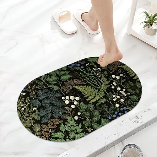 Green Ferns Botanical Super Absorbent Quick-Drying Bathroom Mat Rug, Rubber - Image 6