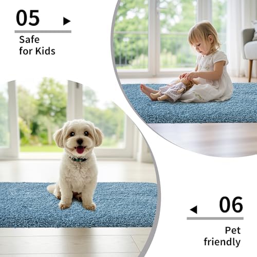 Disolla Blue Bathroom Rugs 24x48, Non-Slip Plush Thick Bath Mat - Image 6
