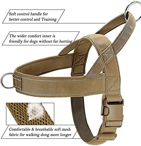 No Pull Dog Harness Brown for Small Medium Large Sized Dogs, Reflective Escape - Image 3