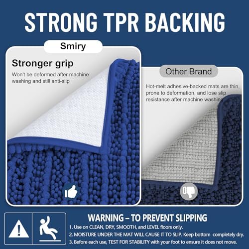 Smiry Bathroom Rugs 59X24, Extra Soft Rubber Backing Chenille Bath Mats - Image 3