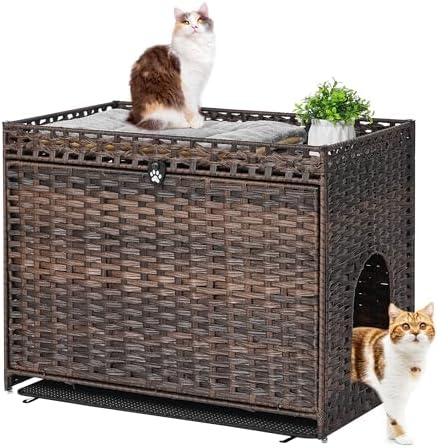 Cat Litter Box Enclosure with Door, Hidden Cat Washroom Furniture by Catlitterboxenclosure