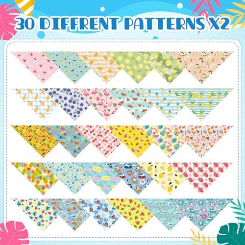 60 Pcs Dog Bandanas Summer Fruit Dog Bandanas Bulk Adjustable Pet Bibs Triangle Scarf Cat Costume for Small to Large Pet (Fruit Pattern, Medium) - Image 6