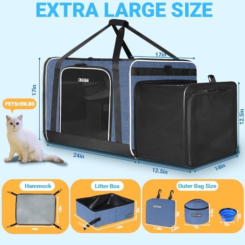 Petskd Side Expandable Extra Large Cat Carrier - Image 3