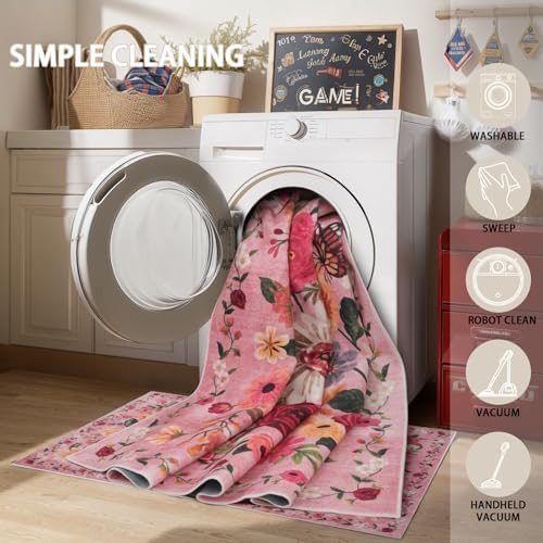 Pink Washable 2x3 Entry Rug, Small Rugs - Image 6