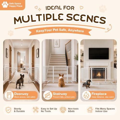 Free Standing Dog Fences Indoor, 3-Panel Foldable Dog Gate - Image 2