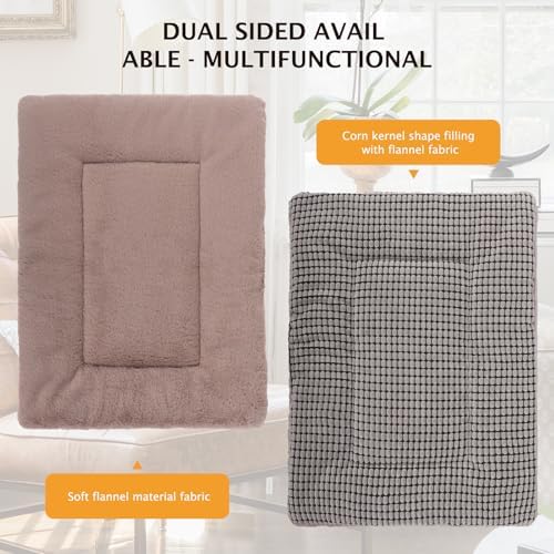 Reversible Dog Bed Mat with Plush and Corn Velvet, Soft Warm Pet Cushion - Image 5