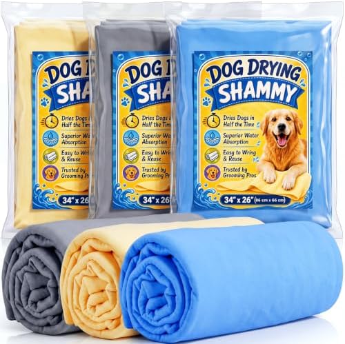 3 Pack Shammy Towel For Dog Large Ultra Absorber Towels For Dog Grooming by Unknown