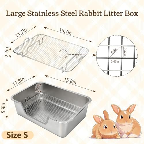 Rypet Large Stainless Steel Rabbit Litter Box Set - Image 2
