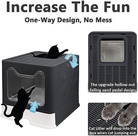 Foldable Cat Litter Box with Lid, Enclosed Potty, Large Top Entry - Image 3