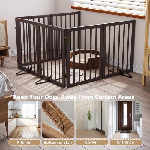 Freestanding Pet Gate 55-110" Extre Wide, Foldable Dog Gate - Image 3