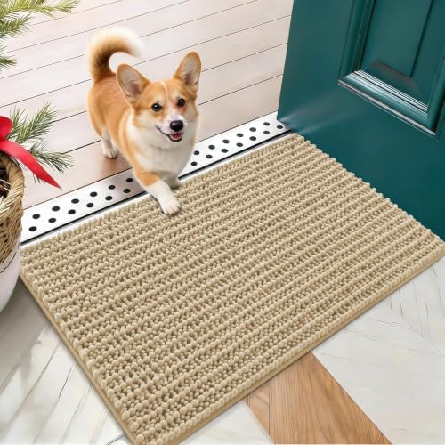 OLANLY Dog Door Mat for Muddy Paws 24x16, Ultra-Absorbent Chenille Mud Mat by OLANLY