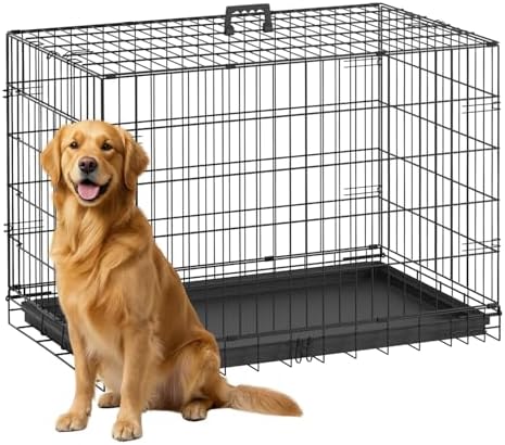 FDW | 36" Foldable Metal Dog Crate | Dark Black | Cage by FDW