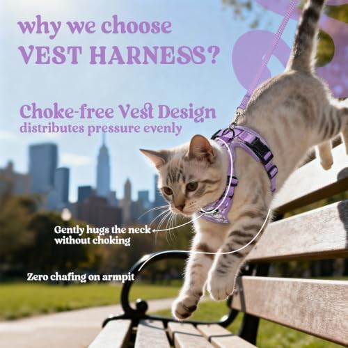 rabbitgoo Cat Harness and Leash Set, Escape Proof Vest, Purr-ple Daisy - Image 3