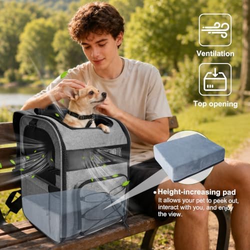 Pet Carrier Backpack with Elevated Booster Pad - Image 2
