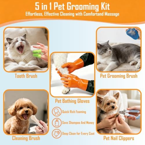 Pet Grooming Gloves for Washing Dogs & Cats, Pet Dog Cat Bathing Gloves - Image 3