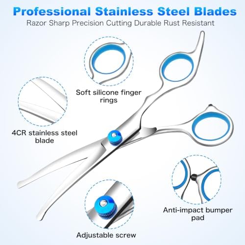 Dog Grooming Scissors Kit, 6-in-1 Stainless Steel Pet Grooming Scissors - Image 3