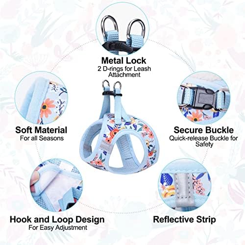 BEAUTYZOO Small Dog Harness and Leash Set, No Pull Puppy Pet Vest-Floral - Image 3