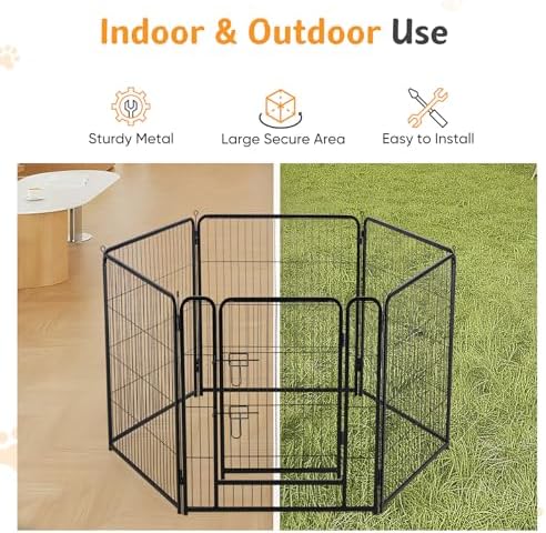 NEWBULIG Dog Playpen Indoor 24 Inch 6 Panels, Metal Outdoor Dog Fence Pen - Image 4