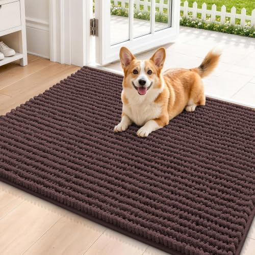 Smiry Dog Door Mat for Muddy Paws 36x24, Ultra Absorbent Chenille Doormat by Smiry