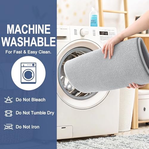 OLANLY Memory Foam Bathroom Runner Rugs 50x30, Absorbent Mat, Light Grey - Image 6
