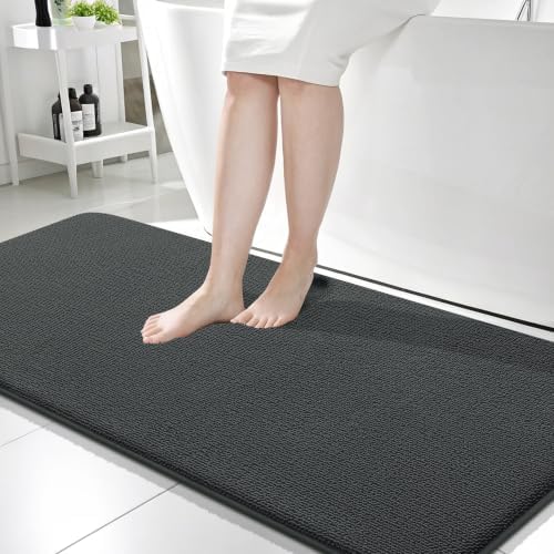 OLANLY Memory Foam Bathroom Runner Rug 59x24, Absorbent Long Mat, Dark Grey by OLANLY