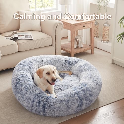 45 in Faux Fur Fluffy Donut Dog Bed - Image 2