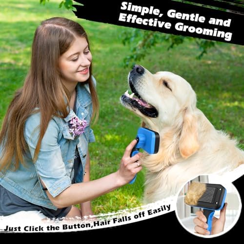 Professional 3PCS Self Cleaning Slicker Brush & Pet Grooming Rake & Flea Comb - Image 5