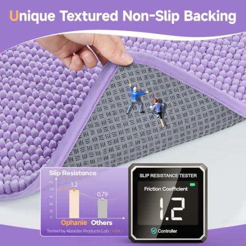 Ophanie Purple Bathroom Rugs Sets 3 Piece, Soft Chenille Bath Mat, Non Slip - Image 4
