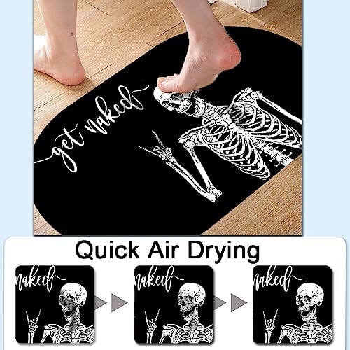 Black Funny Skull Super Absorbent Quick-Drying Bathroom Mat Rug, Rubber - Image 5