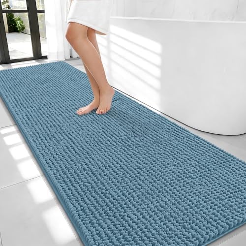 OLANLY Thick Chenille Bathroom Runner Rugs Mats 70x24, Airy Blue by OLANLY